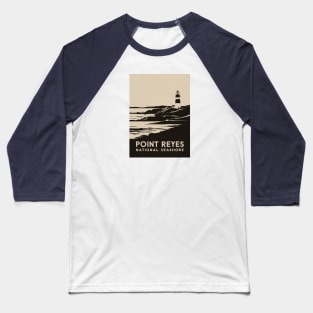 Point Reyes National Seashore Retro Travel Poster Baseball T-Shirt